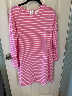 Sail to Sable Pink and White Striped Knit Dress